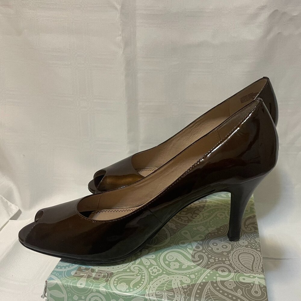 Nordstrom Womens, Heels, Leather, Peekaboo Toe, Brown, Size 9N
